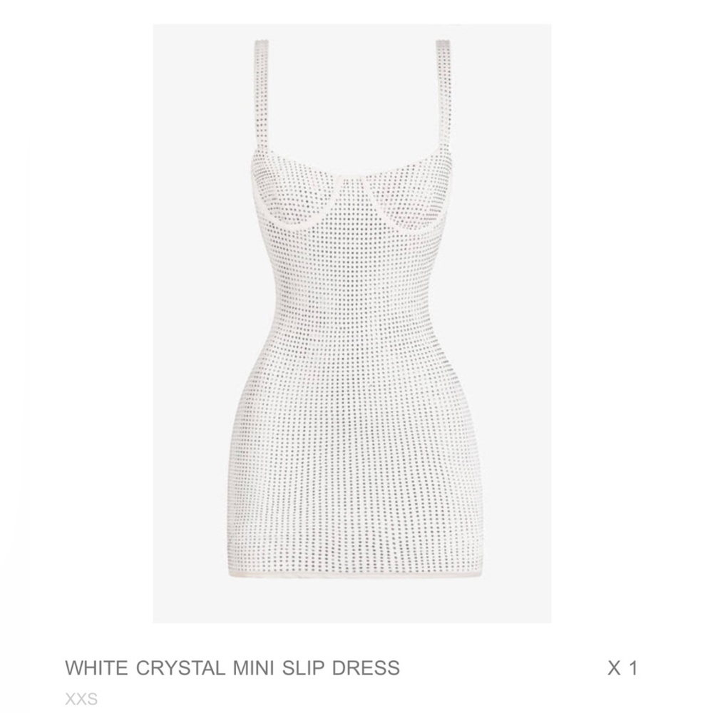 Heiress White Crystal Mini Slip Dress Size XXS